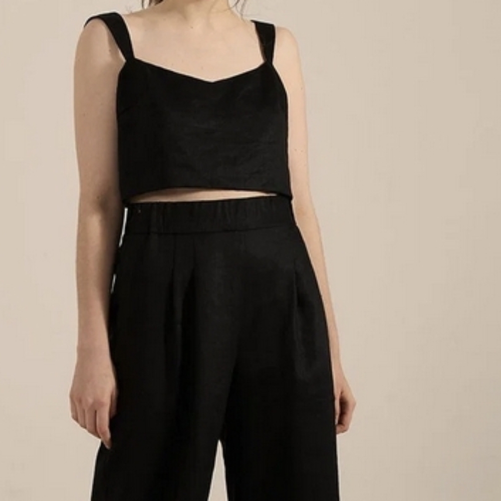 nuaje nuaje linen top black